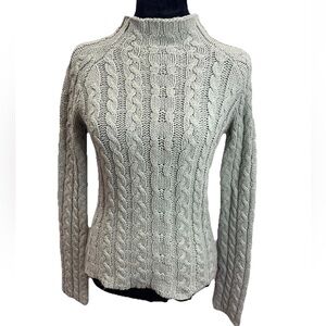 Old navy Y2K light green pullover cable knit ladies sweater size small mock neck